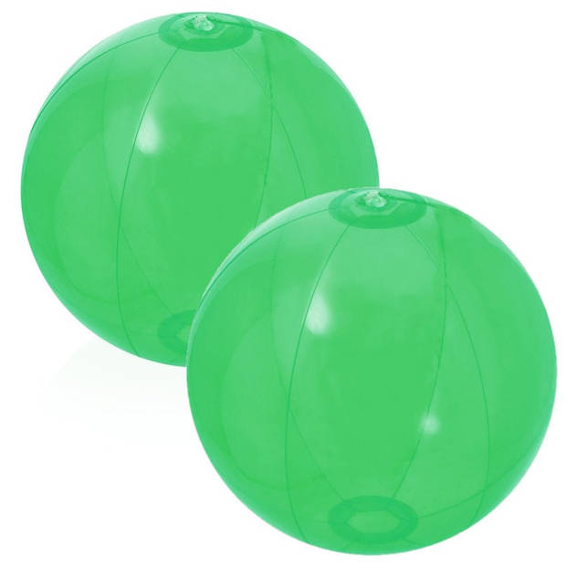 2x stuks opblaasbare strandballen Beach fun plastic groen 28 cm - Strandballen