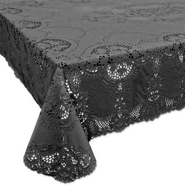 Buiten tafelkleed/tafellaken antraciet grijs 152 x 228 cm - Tafellakens