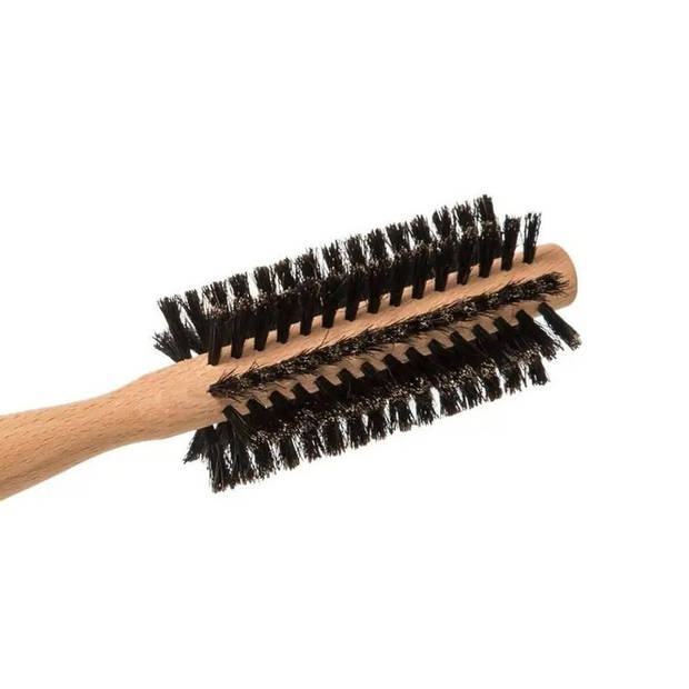 Haarborstel rond naturel met varkenshaar 24 cm van hout - Persoonlijke verzorging artikelen - Haarborstels
