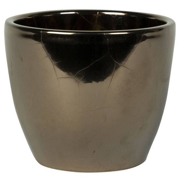 2x stuks plantenpot/bloempot in een strakke Scandinavische look goud Dia 13 cm en Hoogte 11 cm - Plantenpotten