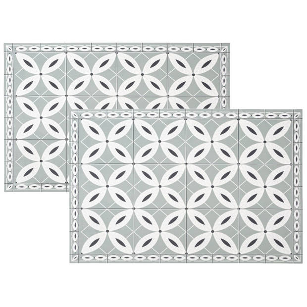 Set van 6x stuks placemats mozaiek grijs vinyl 45 x 30 cm - Placemats