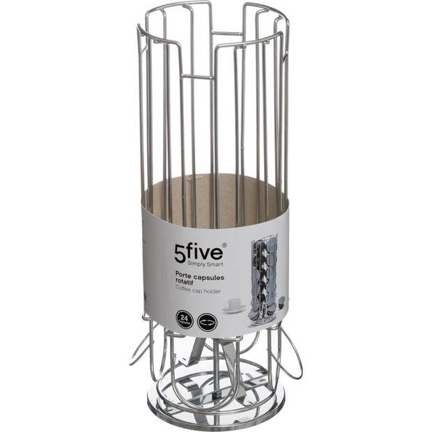 Koffie cup/capsule houder/dispenser zilver roterend 24 cups - Koffiecuphouders