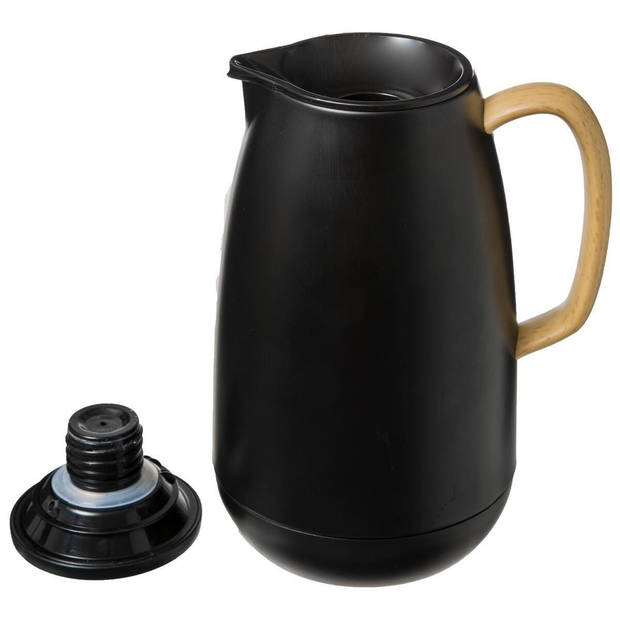 Koffie/thee thermoskan/isoleerkan RVS 1 liter zwart - Thermoskannen