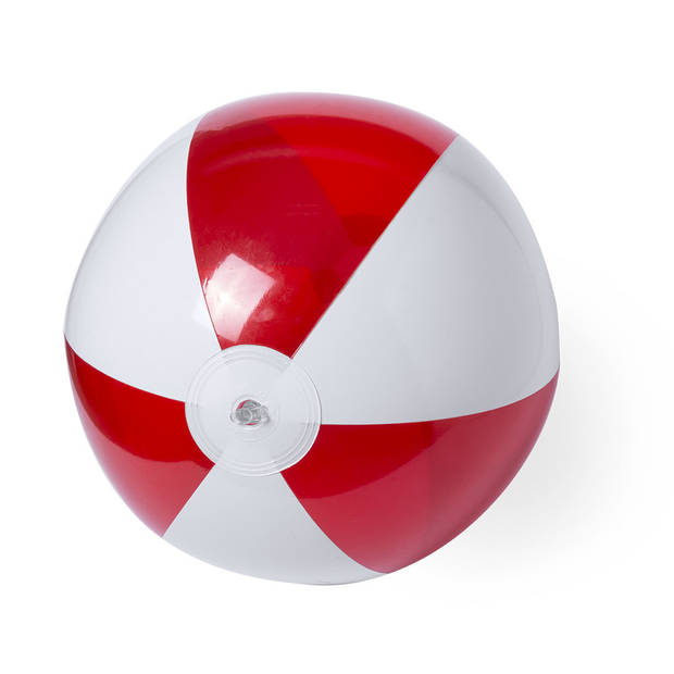 2x stuks opblaasbare strandballen plastic rood/wit 28 cm - Strandballen