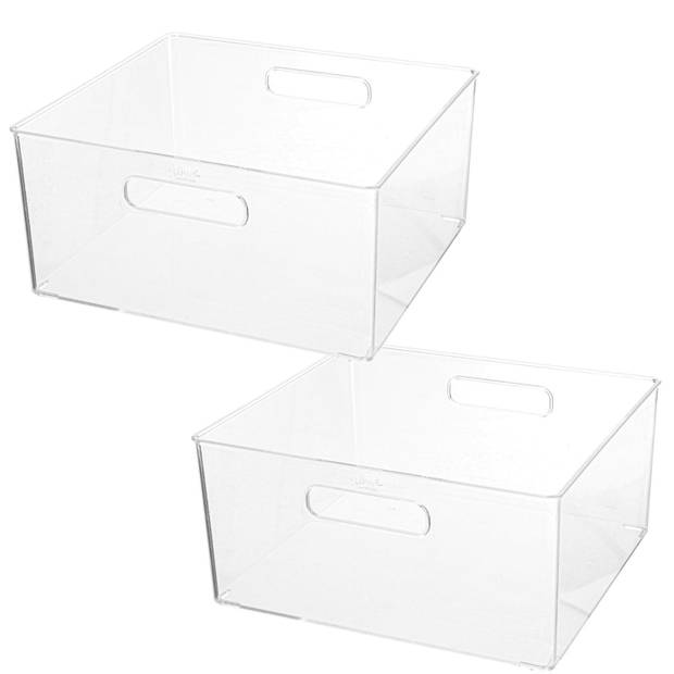 Set van 2x stuks creme potjes/flesjes/make-up houder/box vierkant 31 x 15 cm van kunststof - Opbergbox