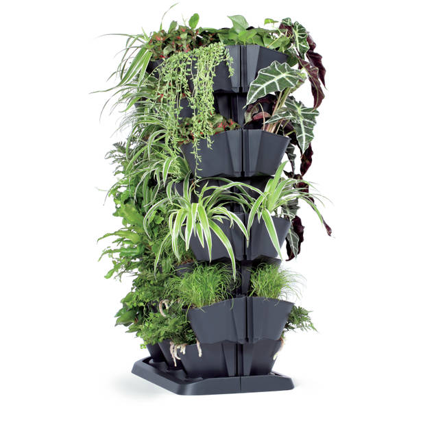 Prosperplast Verticale tuin - modulair - staand - antraciet - 67 cm - Plantenpotten
