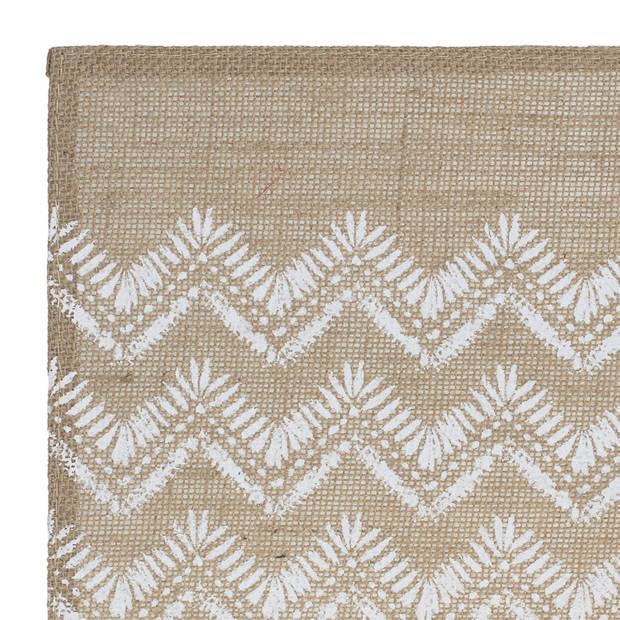 Rechthoekige placemat zigzag lijnen wit jute 45 x 30 cm - Placemats