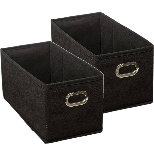 Set van 2x stuks opbergmand/kastmand 7 liter zwart linnen 31 x 15 x 15 cm - Opbergmanden