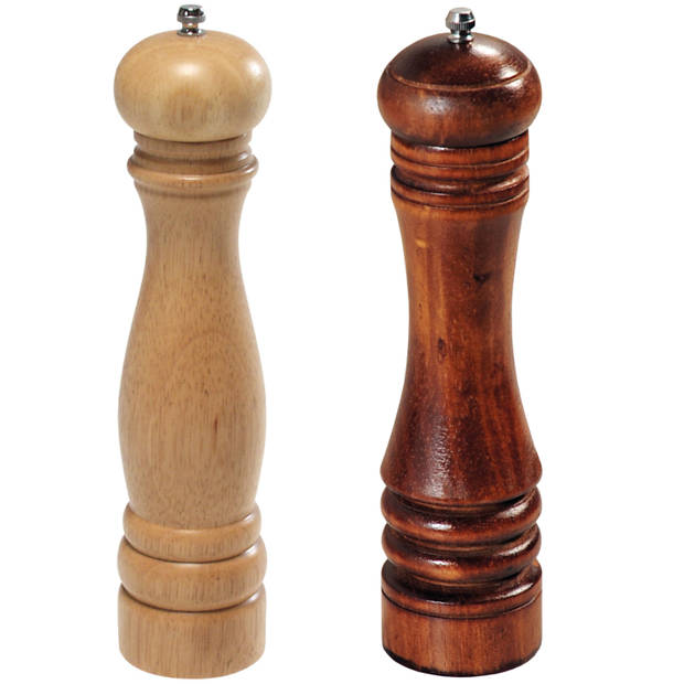 Houten peper en zoutstel 26 cm bruin/beige - Peper en zoutstel