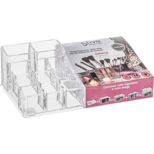 Make-up organizer 14 vakken rechthoek 22,5 x 7 cm van kunststof - Make-up dozen