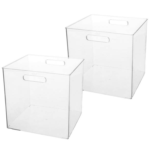 Set van 2x stuks creme potjes/flesjes/make-up houder/box vierkant 31 x 31 cm van kunststof - Opbergbox