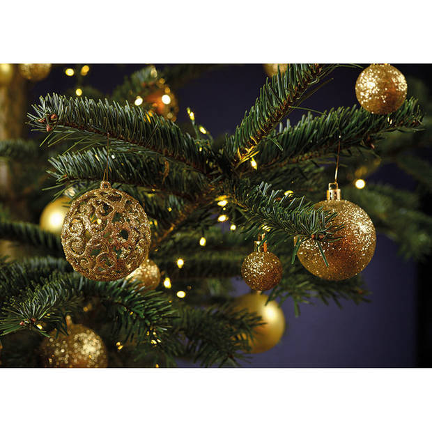 100x stuks kunststof kerstballen goud 3, 4 en 6 cm - Kerstbal