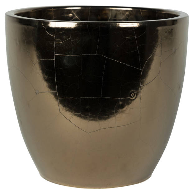 Plantenpot/bloempot - Strakke look - goud - D33 x H28 cm - glanzend - Plantenpotten