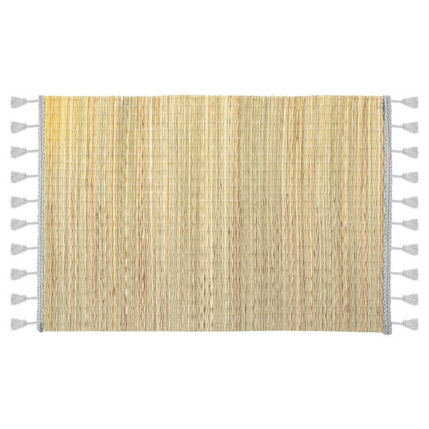 Set van 4x stuks placemats met franjes grijs bamboe 45 x 30 - Placemats
