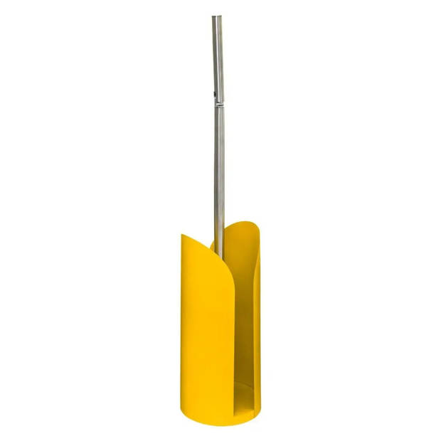 Staande wc/toiletrolhouder geel met reservoir en flexibele stang 59 cm van metaal - Toiletrolhouders