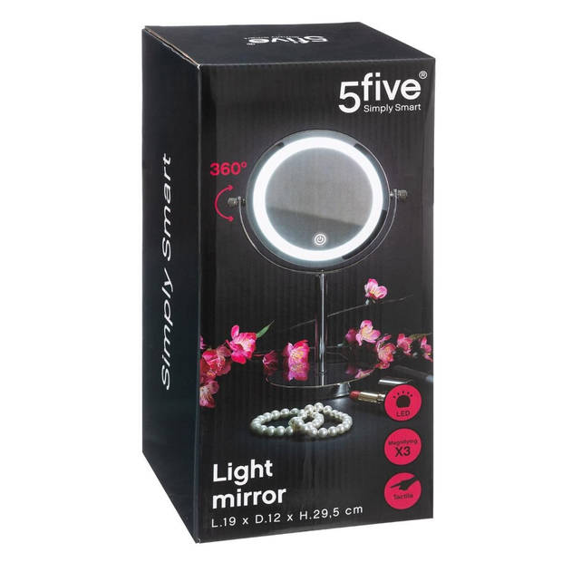 Make-up spiegel/scheerspiegel met LED verlichting op voet 18 cm - Make-up spiegeltjes