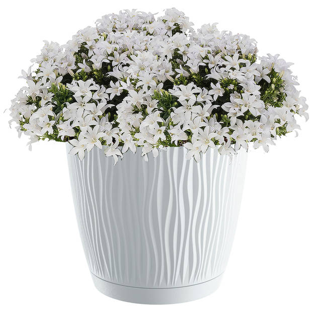 Prosperplast plantenpot/bloempot - kunststof - wit - D28 x H26 cm - Plantenpotten