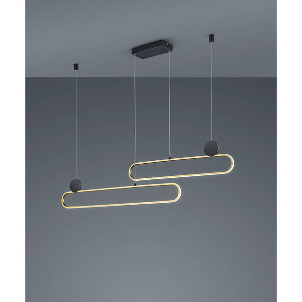 LED Hanglamp - Hangverlichting - Trion Grada - 54W - Aanpasbare Kleur - Dimbaar - Rechthoek - Mat Goud - Aluminium