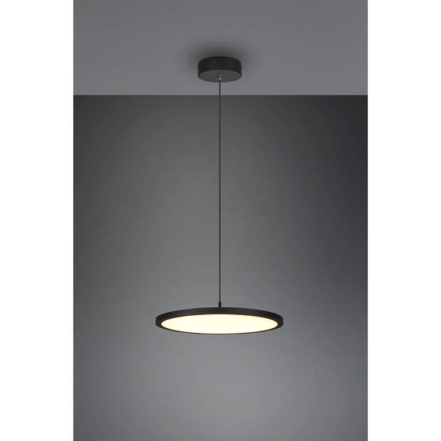 LED Hanglamp - Hangverlichting - Trion Trula - 29W - Warm Wit 3000K - Dimbaar - Rond - Mat Zwart - Aluminium