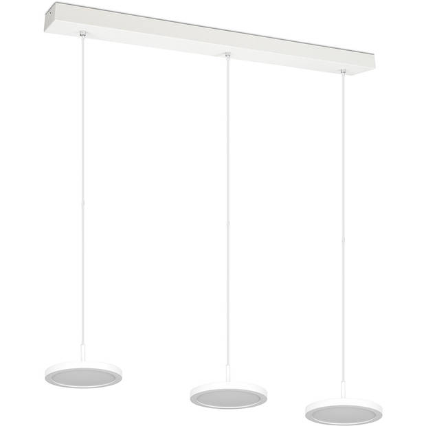 LED Hanglamp - Hangverlichting - Trion Trula - 30W - 3-lichts - Natuurlijk Wit 4000K - Dimbaar - Rechthoek - Mat Wit -