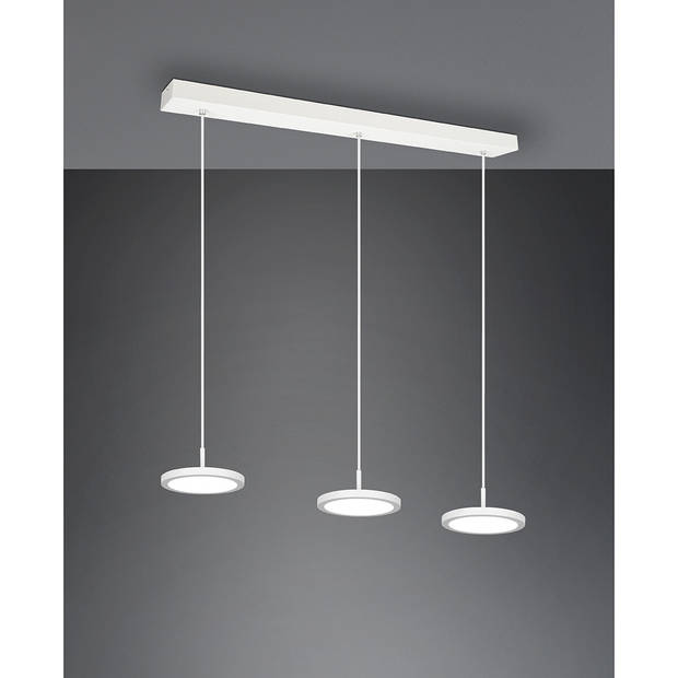LED Hanglamp - Hangverlichting - Trion Trula - 30W - 3-lichts - Natuurlijk Wit 4000K - Dimbaar - Rechthoek - Mat Wit -