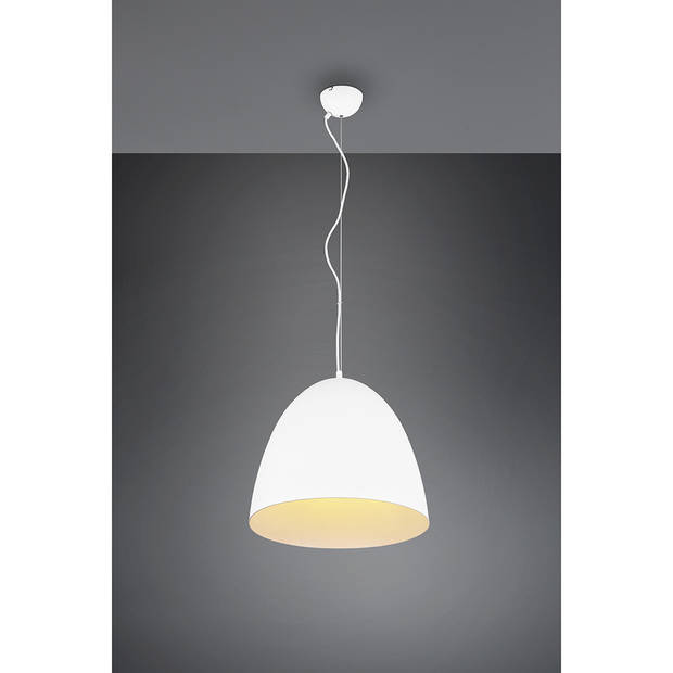 LED Hanglamp - Hangverlichting - Trion Lopez XL - E27 Fitting - 1-lichts - Rond - Mat Wit - Aluminium