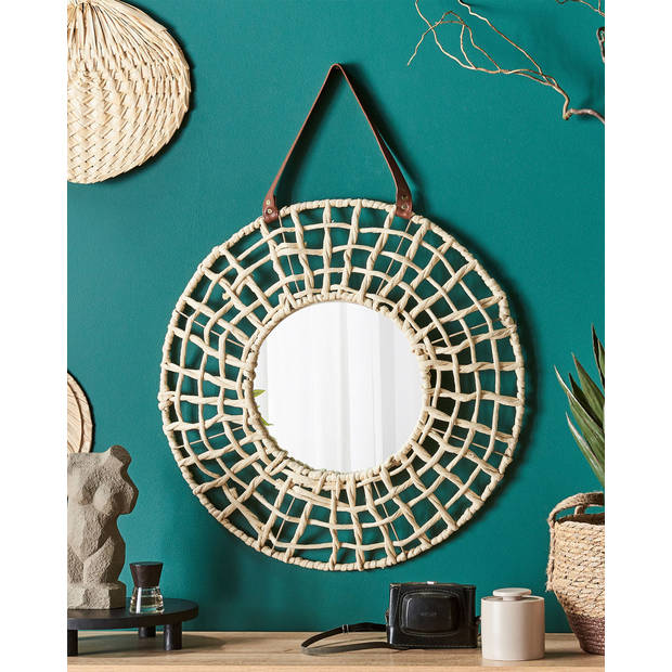 Beliani PALACI - Decoratieve Spiegel-Natuurlijk-Papier touw