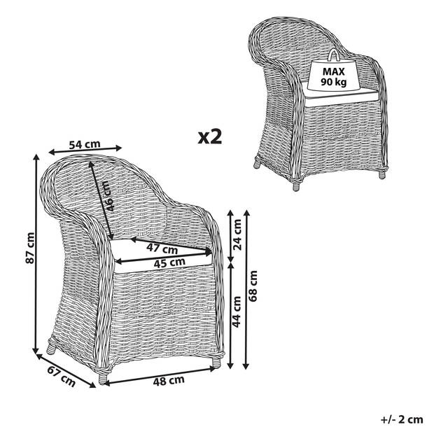 Beliani SUSUA - Fauteuil-Natuurlijk-Rotan