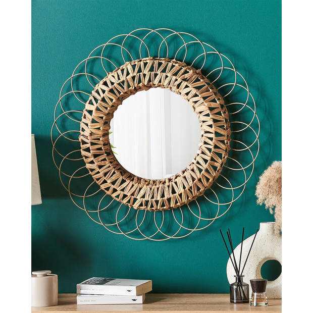 Beliani PAMOL - Decoratieve Spiegel-Natuurlijk-Waterhyacinth
