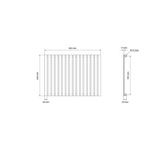 Designradiator Sahara 630 x 865 mm Witte zijaansluiting