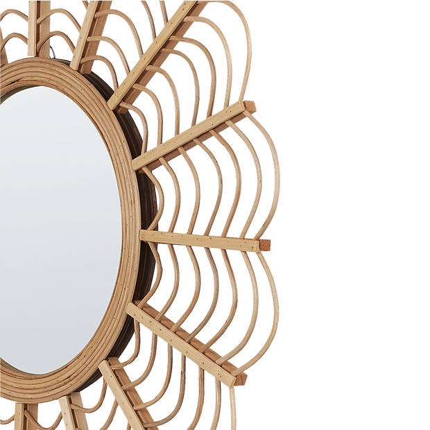 Beliani TUMBIT - Decoratieve Spiegel-Natuurlijk-Bamboehout