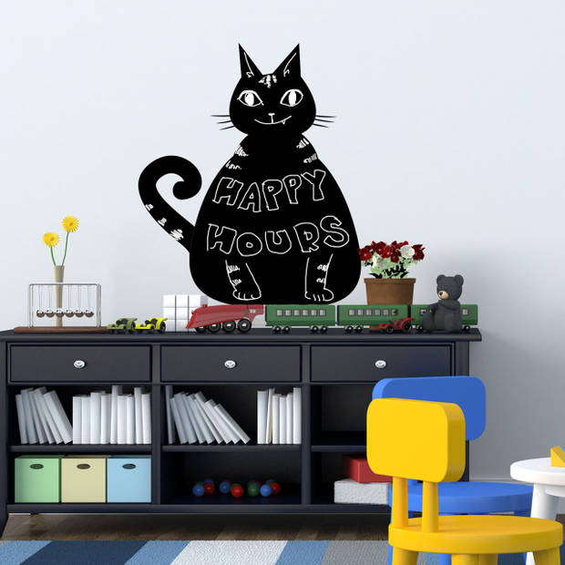 Walplus Krijtbord Decoratie Sticker - Zwarte Kat