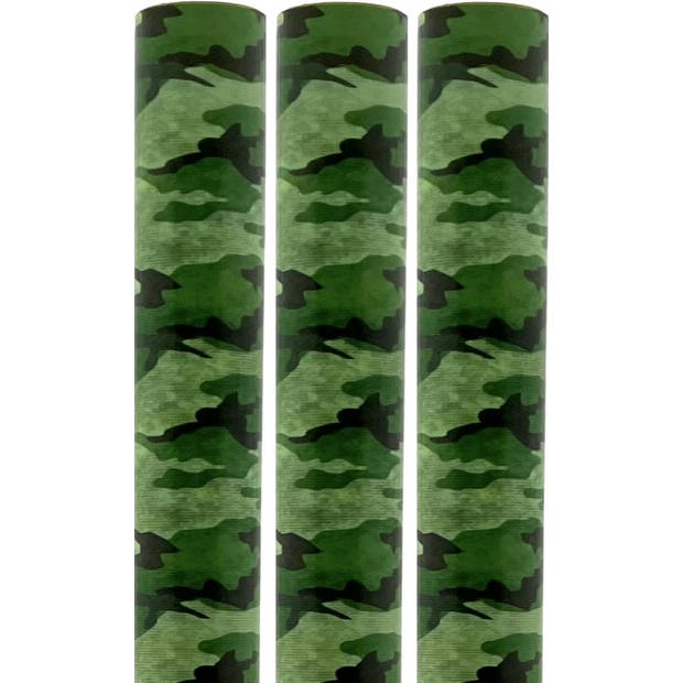 Army Rollen Kaftpapier - camouflage groen - 200 x 70 cm - 3 Stuks