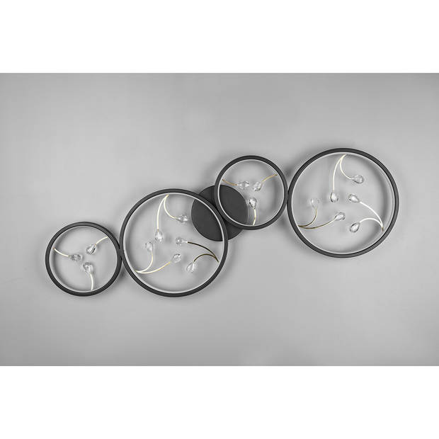 LED Plafondlamp - Plafondverlichting - Trion Moovy - 37W - Warm Wit 3000K - Dimbaar - Rechthoek - Mat Zwart - Aluminium