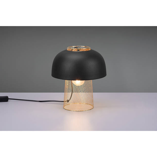 LED Tafellamp - Tafelverlichting - Trion Palmo - E27 Fitting - Rond - Mat Zwart - Aluminium