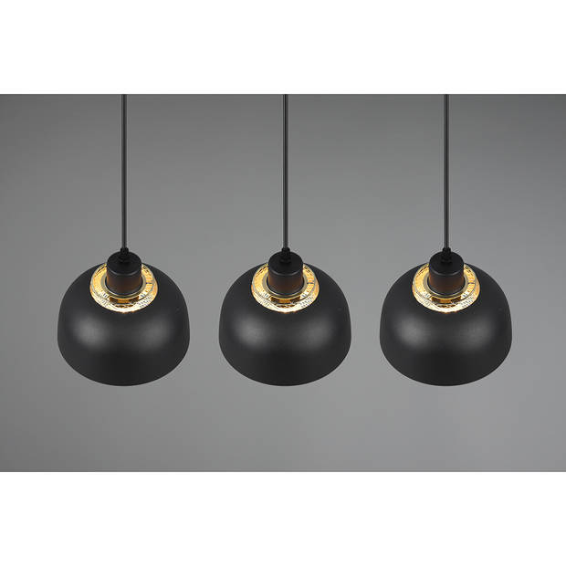 LED Hanglamp - Hangverlichting - Trion Palmo - E27 Fitting - 3-lichts - Rechthoek - Mat Zwart - Aluminium