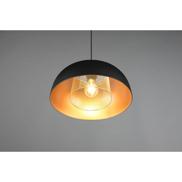 LED Hanglamp - Hangverlichting - Trion Palmo XL - E27 Fitting - 1-lichts - Rond - Mat Zwart - Aluminium