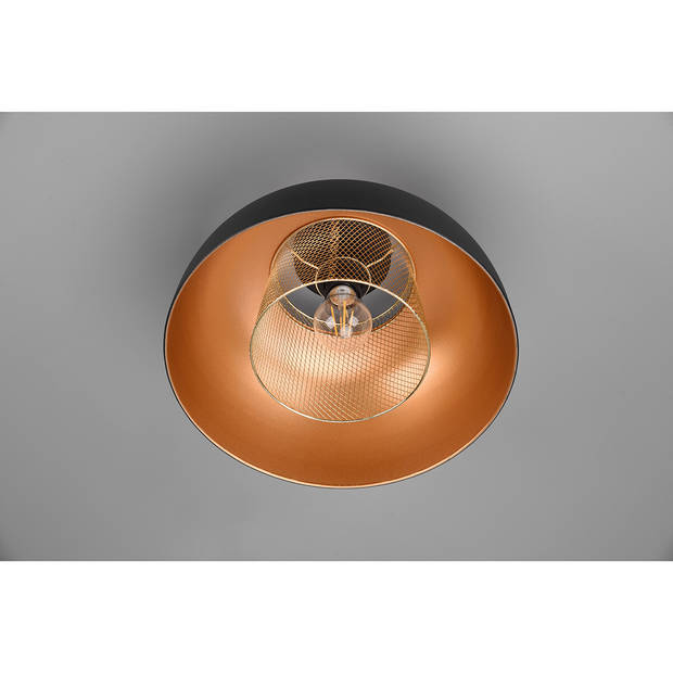 LED Plafondlamp - Plafondverlichting - Trion Palmo - E27 Fitting - Rond - Mat Zwart - Aluminium