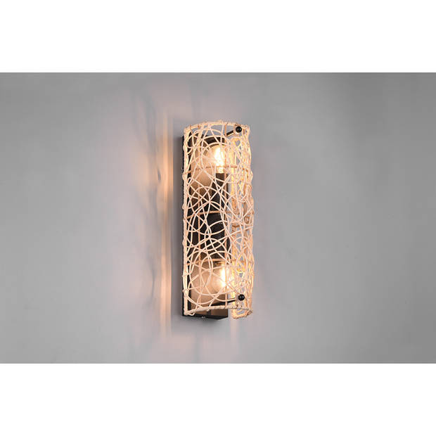 LED Wandlamp - Wandverlichting - Trion Lopar - E14 Fitting - 2-lichts - Rechthoek - Bruin - Hout