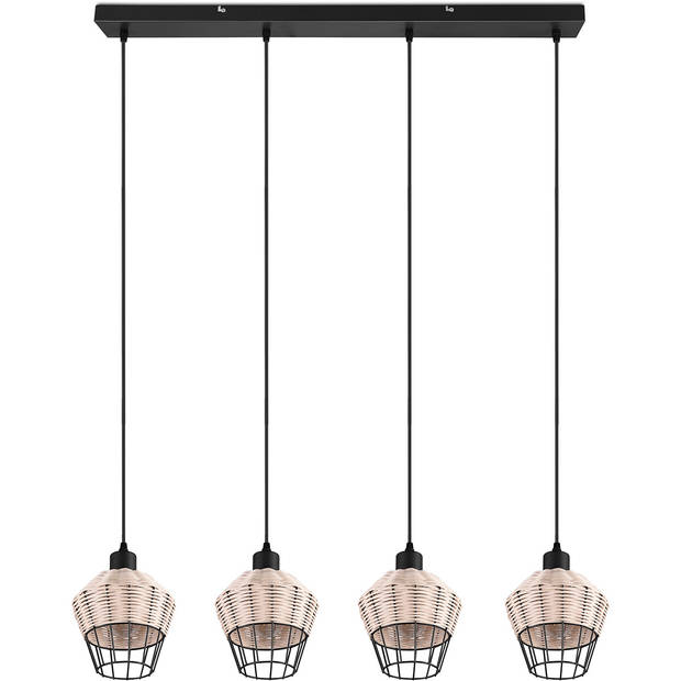 LED Hanglamp - Hangverlichting - Trion Bera - E27 Fitting - 4-lichts - Rechthoek - Bruin - Aluminium