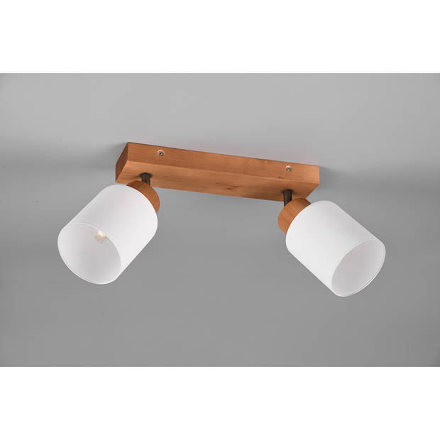 LED Plafondspot - Plafondverlichting - Trion Asmara - E14 Fitting - 2-lichts - Rechthoek - Mat Bruin - Hout