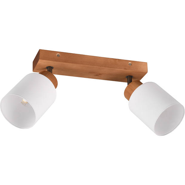 LED Plafondspot - Plafondverlichting - Trion Asmara - E14 Fitting - 2-lichts - Rechthoek - Mat Bruin - Hout