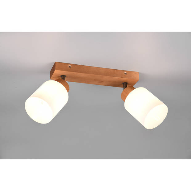 LED Plafondspot - Plafondverlichting - Trion Asmara - E14 Fitting - 2-lichts - Rechthoek - Mat Bruin - Hout