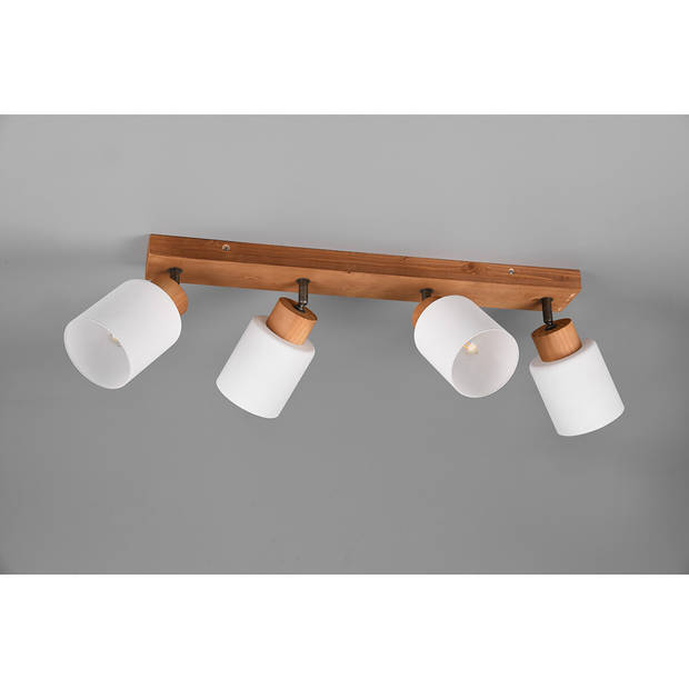 LED Plafondspot - Plafondverlichting - Trion Asmara - E14 Fitting - 4-lichts - Rechthoek - Mat Bruin - Hout