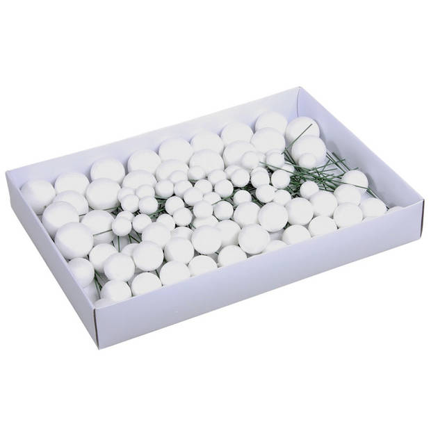Voordeelverpakking witte glitter kerstballetjes instekers 2, 3 en 4 cm - Kerststukjes