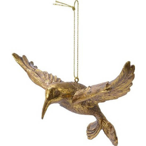3x Kerstboomversiering kolibries ornamenten goud 13 cm - Kersthangers