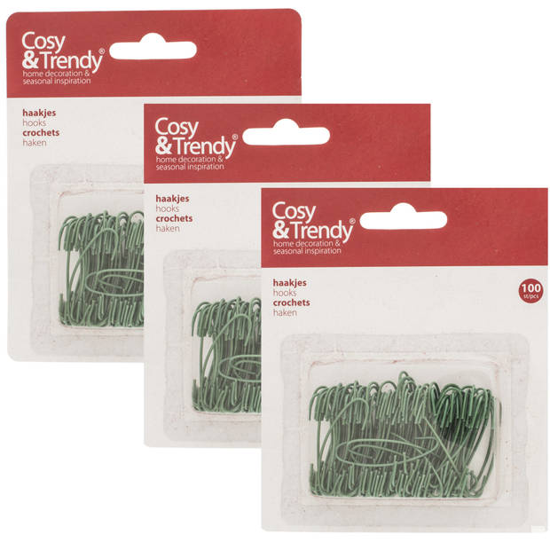 100x stuks kerstbalhaakjes/kerstboomhaakjes groen 4 cm - Kerstbalhaakjes