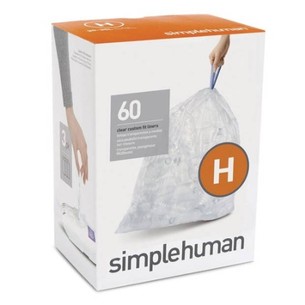 Simplehuman - Afvalzak, Code H, 30-35 L, Pak van 3x20 Stuks, Transparant - Simplehuman