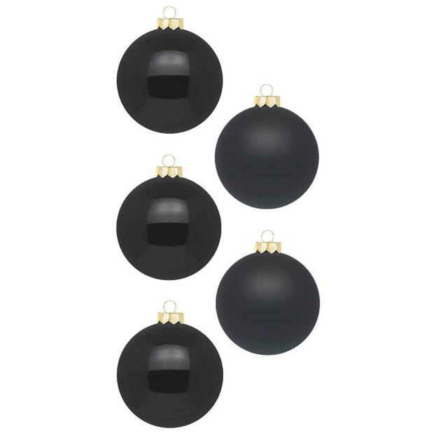 Inge Christmas Goods Kerstballen - 36st - glazen zwart - 4 cm - Kerstbal