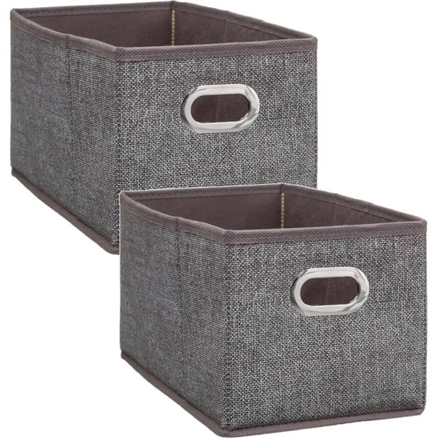 Set van 2x stuks opbergmand/kastmand 7 liter bruin linnen 31 x 15 x 15 cm - Opbergmanden